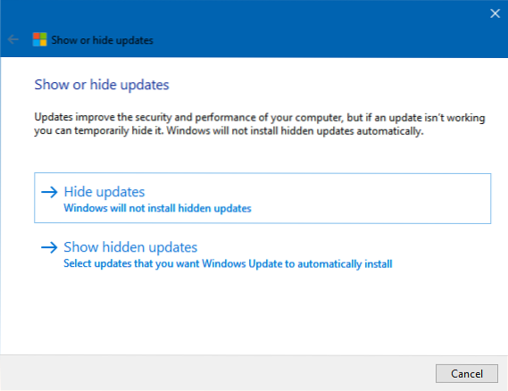 windows 10 ocultar actualización