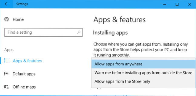 Windows 10 installiert Apps von überall