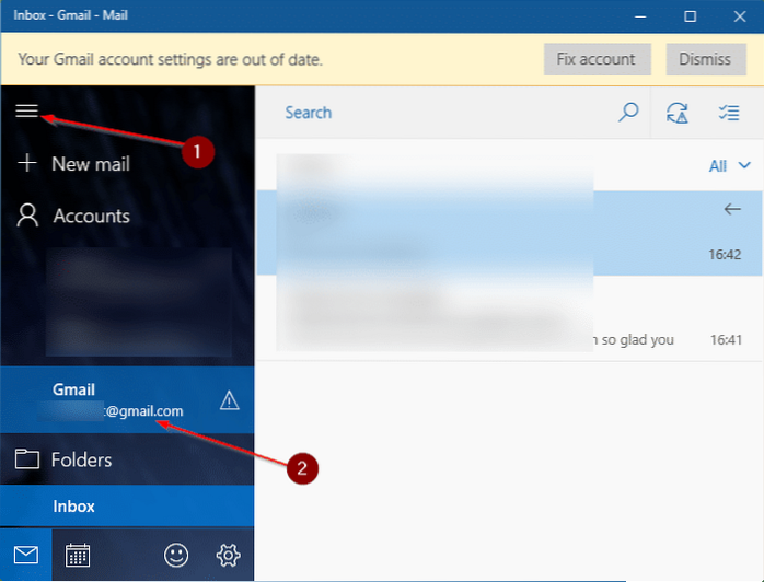 problèmes de mot de passe de messagerie Windows 10