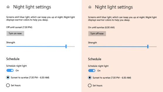 Windows 10 Night Light Schema fungerar inte