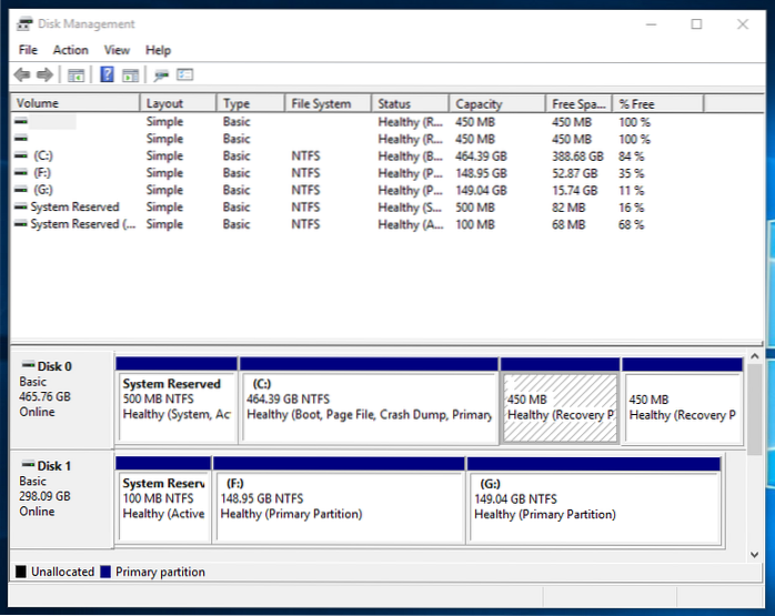 partições do windows 10