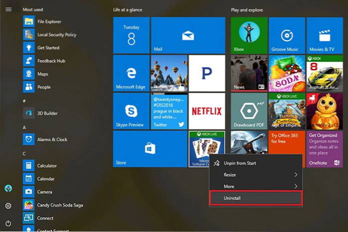 Windows 10 förinstallerade appar