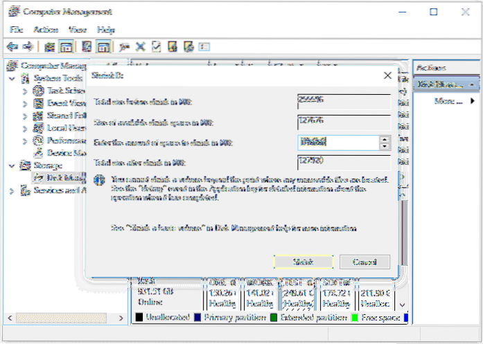 Windows 10 ridimensiona la partizione