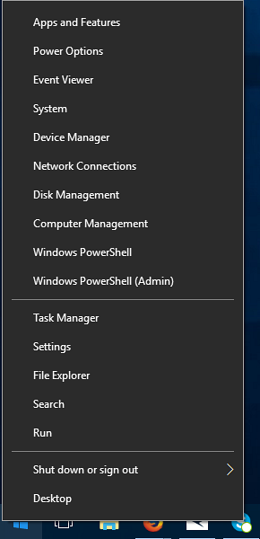 Windows 10 høyreklikk på startmenyen