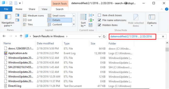 Windows 10 buscar archivos por fecha