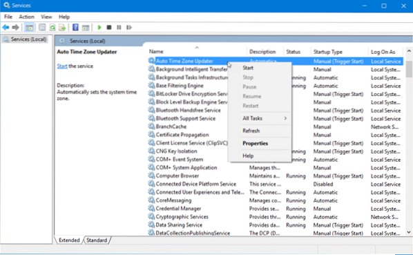 liste des services windows 10