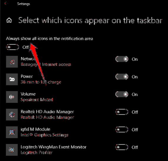 windows 10-indstillinger har intet ikon