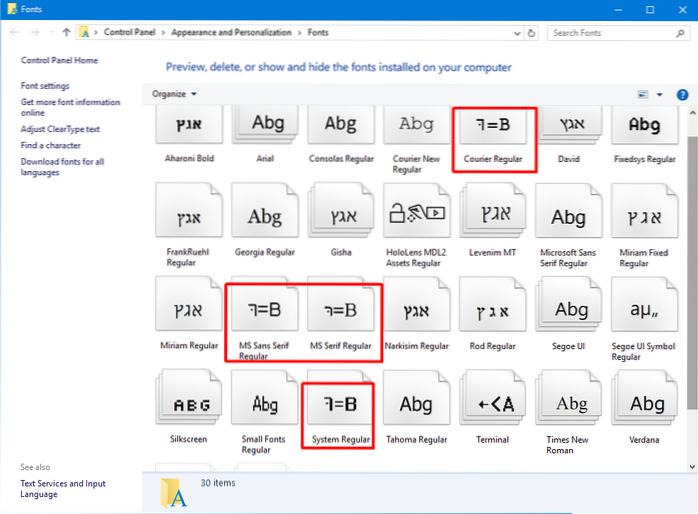 Windows 10 Quadrate anstelle von Buchstaben