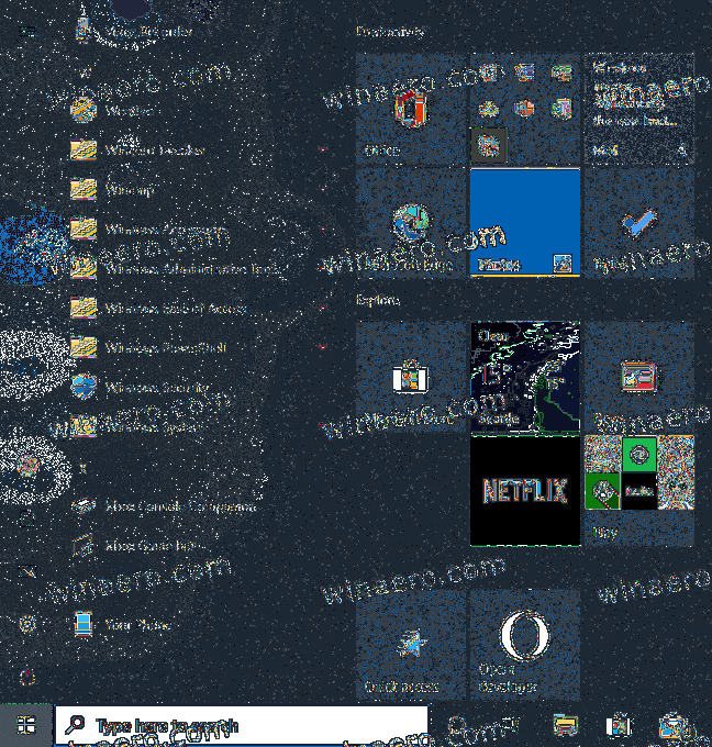 Windows 10 Start Menu ikony složky chybí