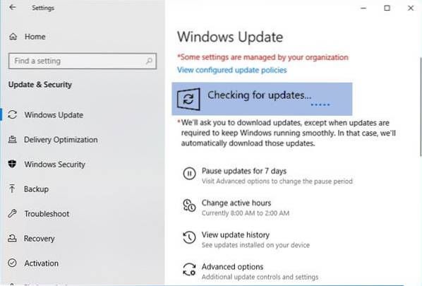 Windows 10 bleef hangen bij het controleren van updates