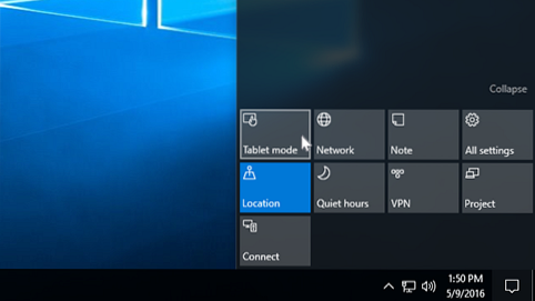 režim tabletu Windows 10 se vypne