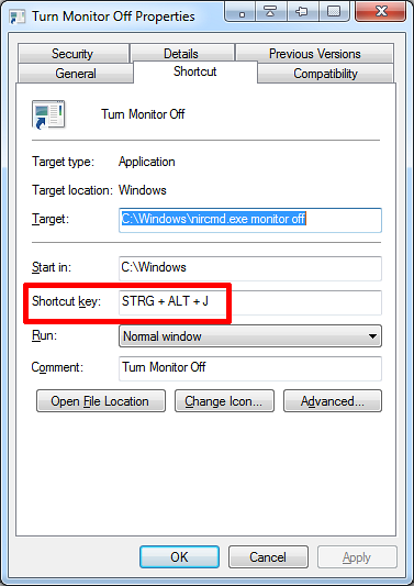 windows 10 slå av skjermsnarvei