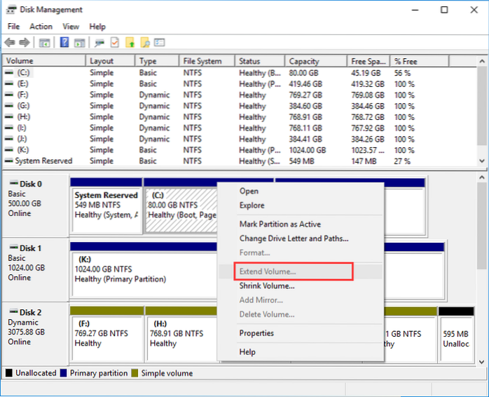 volume de windows 10 grisé