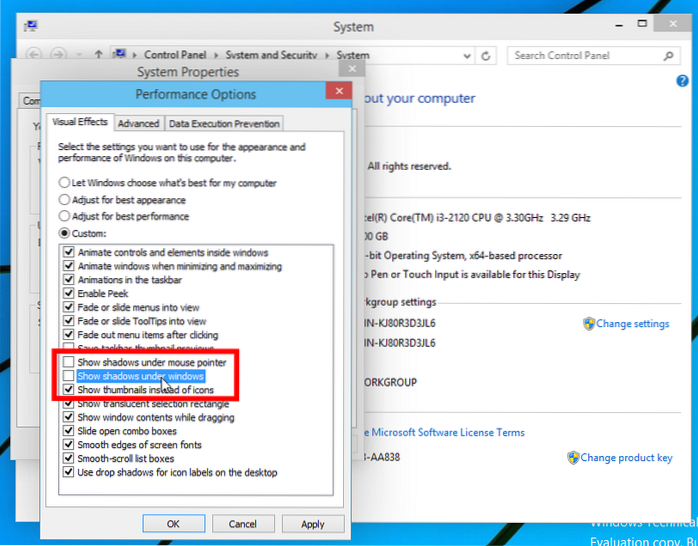 Windows 10 stínový registr oken