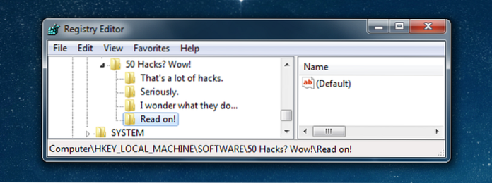 hack del registro di Windows 7