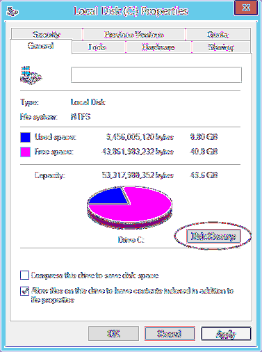 windows 8 disk cleanup missing