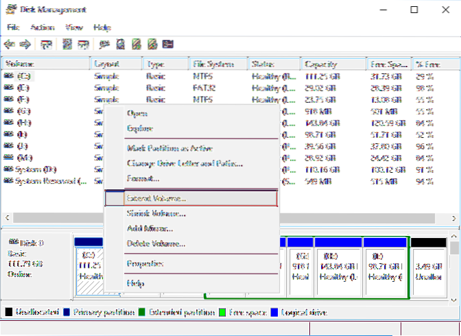 windows kan de partitie niet uitbreiden