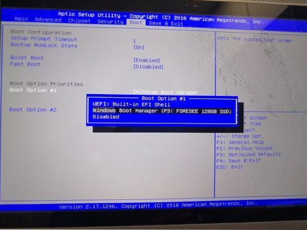 Windows cambia il disco di avvio