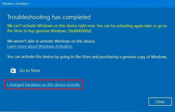 Windows disattivato dopo la modifica dell'hardware