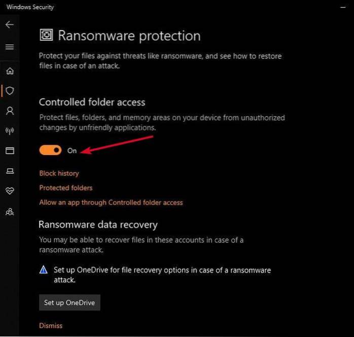 proteção contra ransomware windows defender
