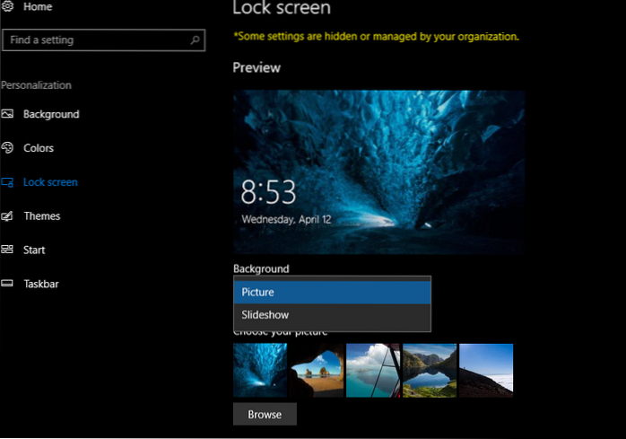 windows spotlight certains paramètres sont gérés par votre organisation