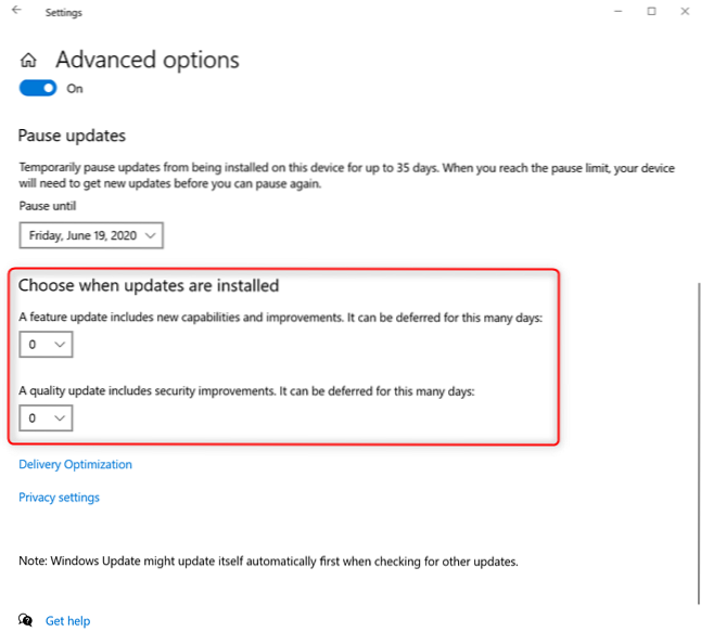 zpoždění aktualizace systému Windows