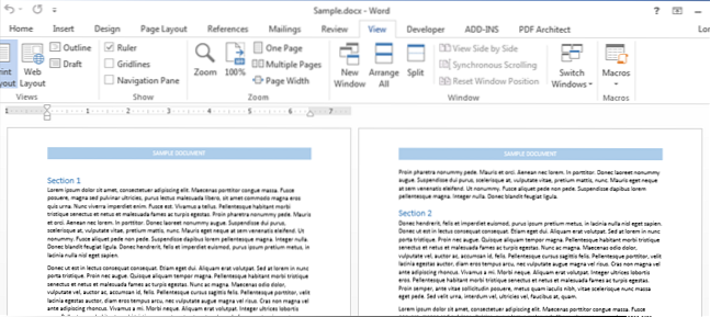 Word-Dokument 2 Seiten nebeneinander