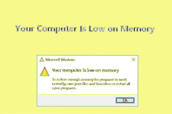 computerul dvs. este slab în memoria Windows Server 2016