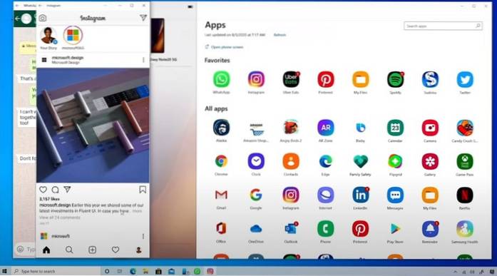 aplicațiile telefonului Windows 10